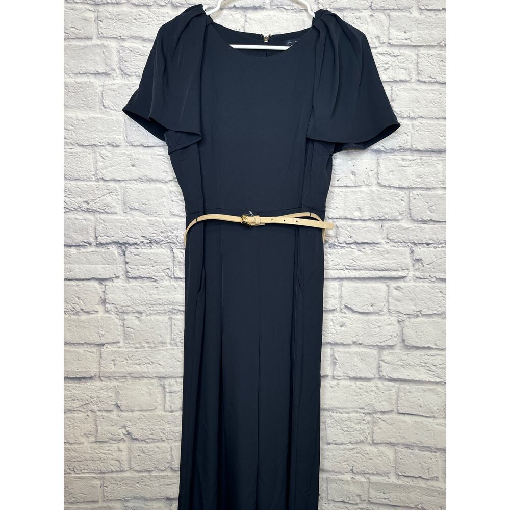 Tommy Hilfiger Navy 1-Piece Pant Jumpsuit Short Sleeve, Zip Back, Belt SZ 10 NEW